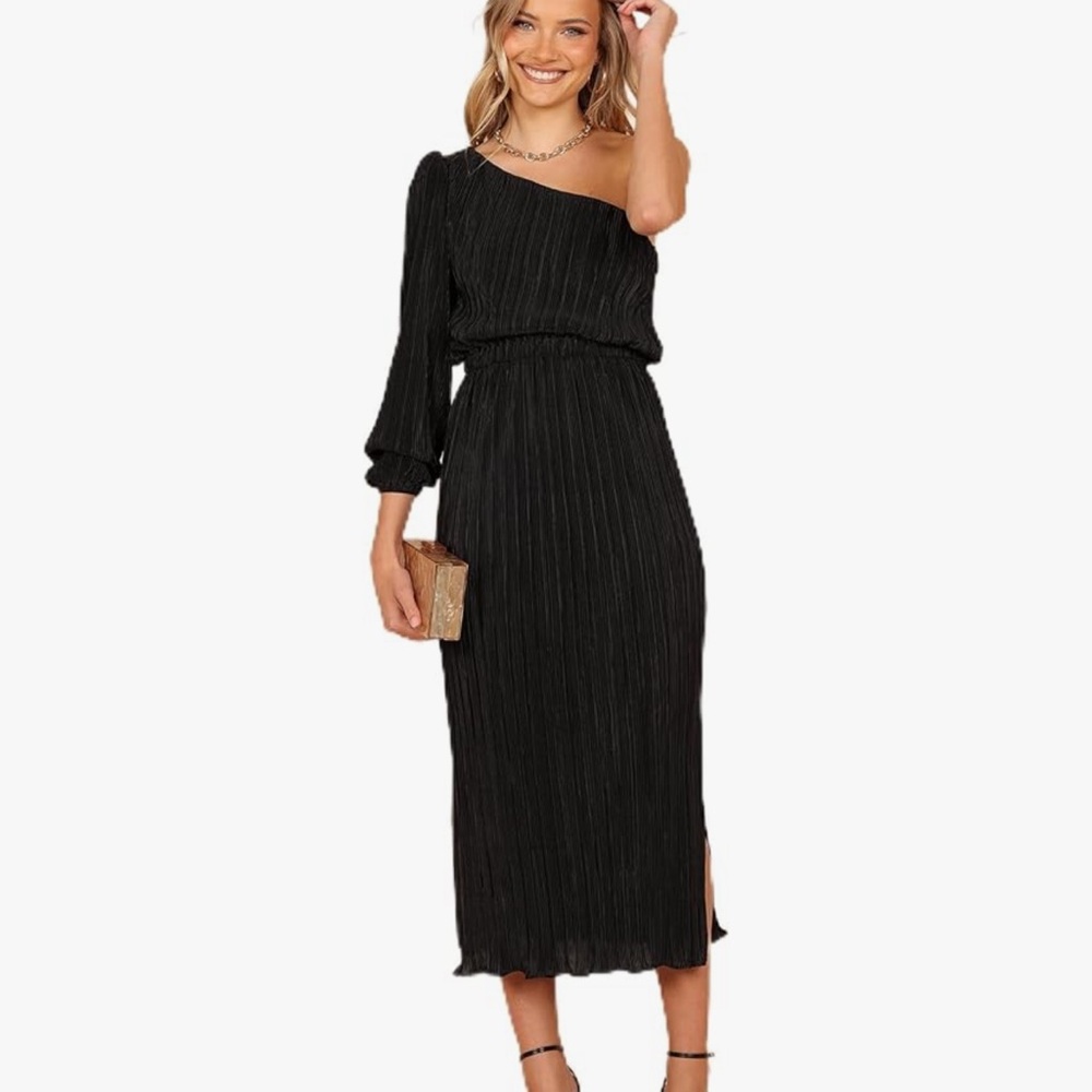 Petal & Pup Black One Shoulder Dress